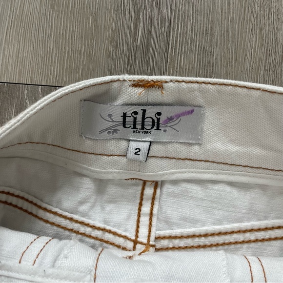 Tibi White Denim Skirt Button Front A Line - Picture 3 of 5